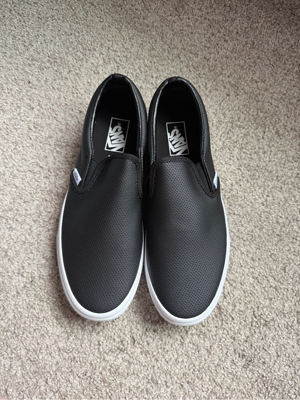 NWOT Vans Black Perf Leather Slip-On Sneakers
